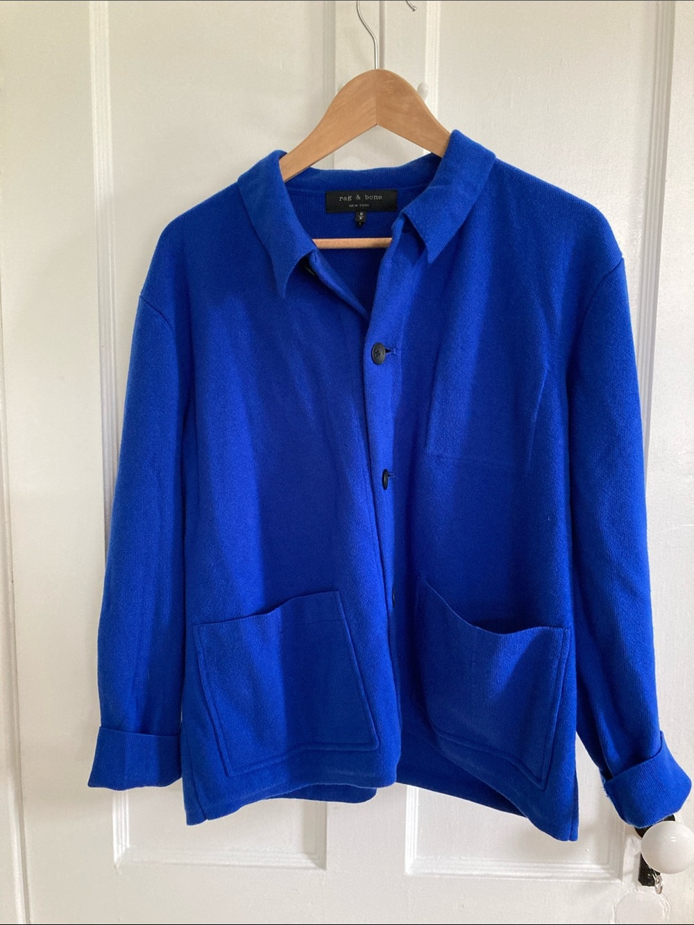 Rag & Bone merino cobalt blue button-front jacket